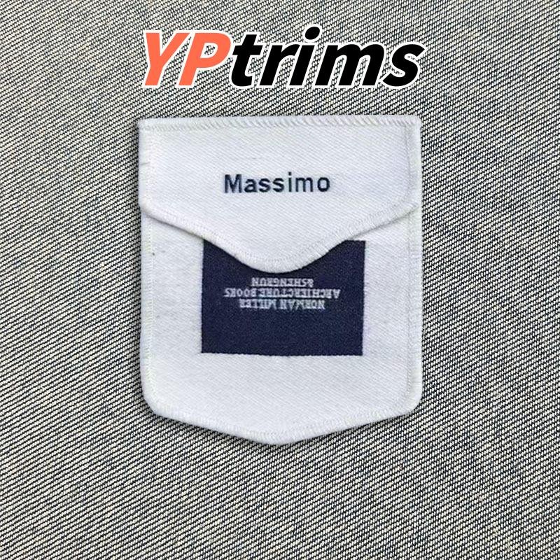 custom pocket shape decorative fabric label with pine tree pattern in black white gray for trendy men's clothing