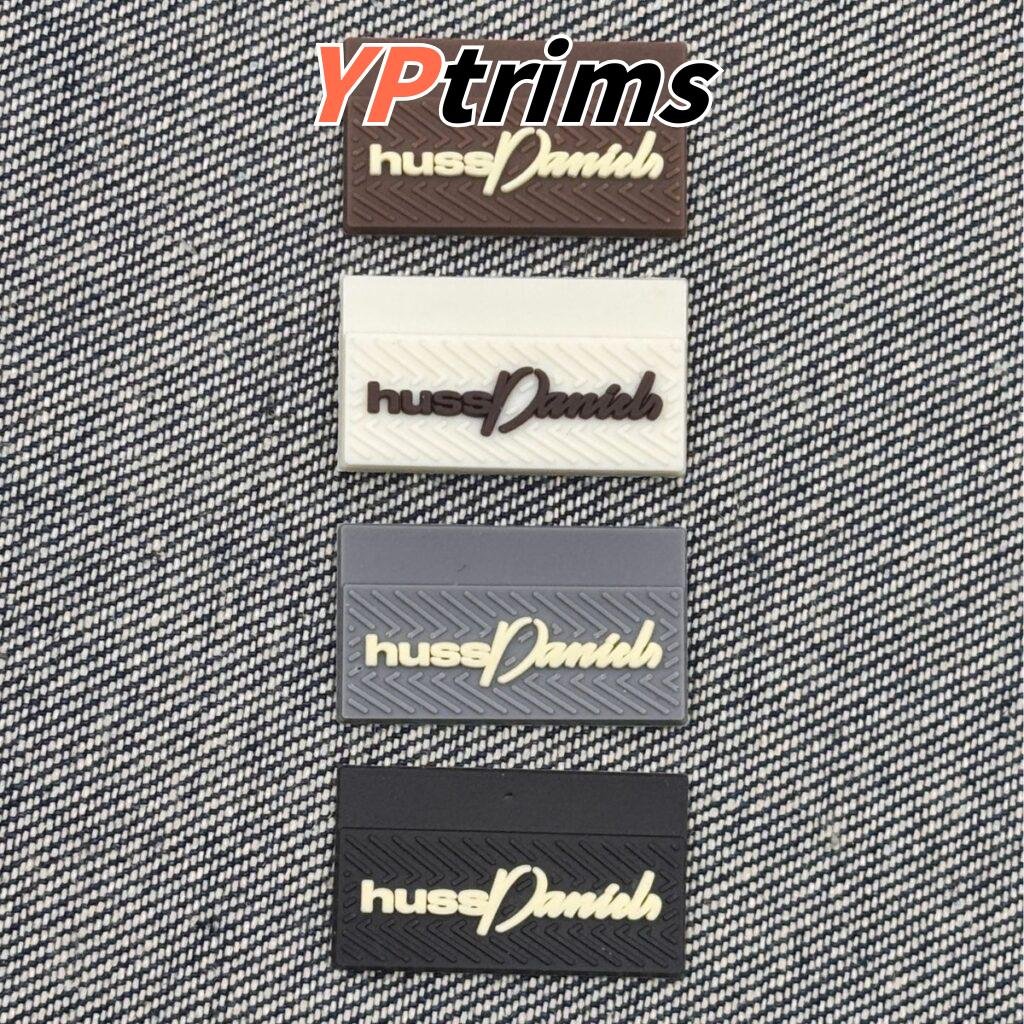 custom artistic letter pvc dripped soft silicone label for trendy men's bags and clothing accessories