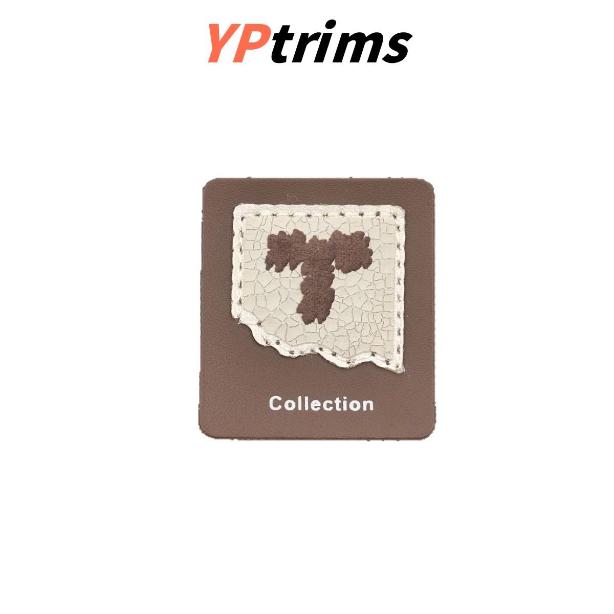 custom vertical rectangular english letter t cracked texture green label for trendy clothing accessories