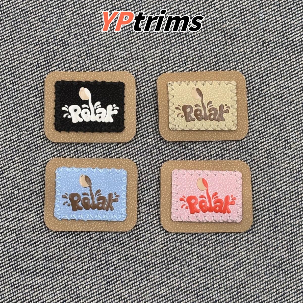 custom square pink trendy cute font sewn label for decorating kids' clothes shoes and hats