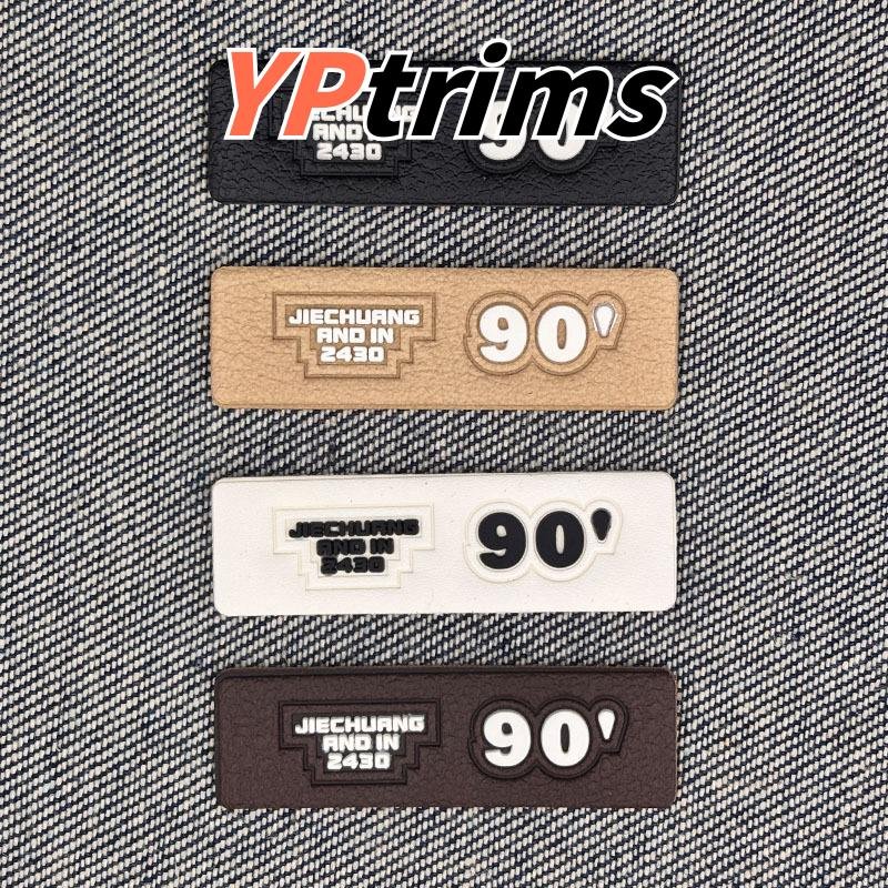 custom english rectangular sewn leather label for trendy men's hats, shoes, and clothing accessories