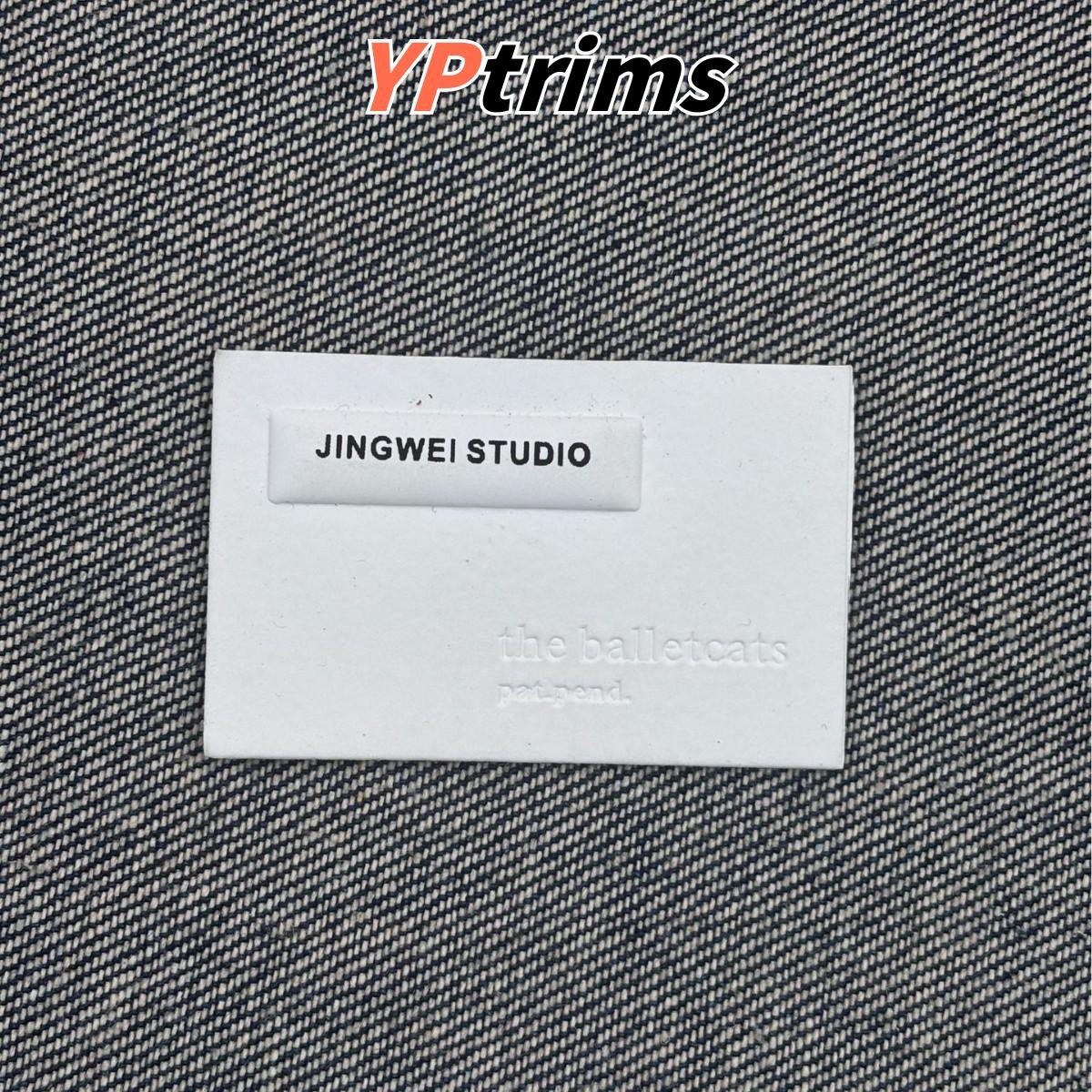 custom simple embossed english letter leather label for kids' pants and trendy men's accessories