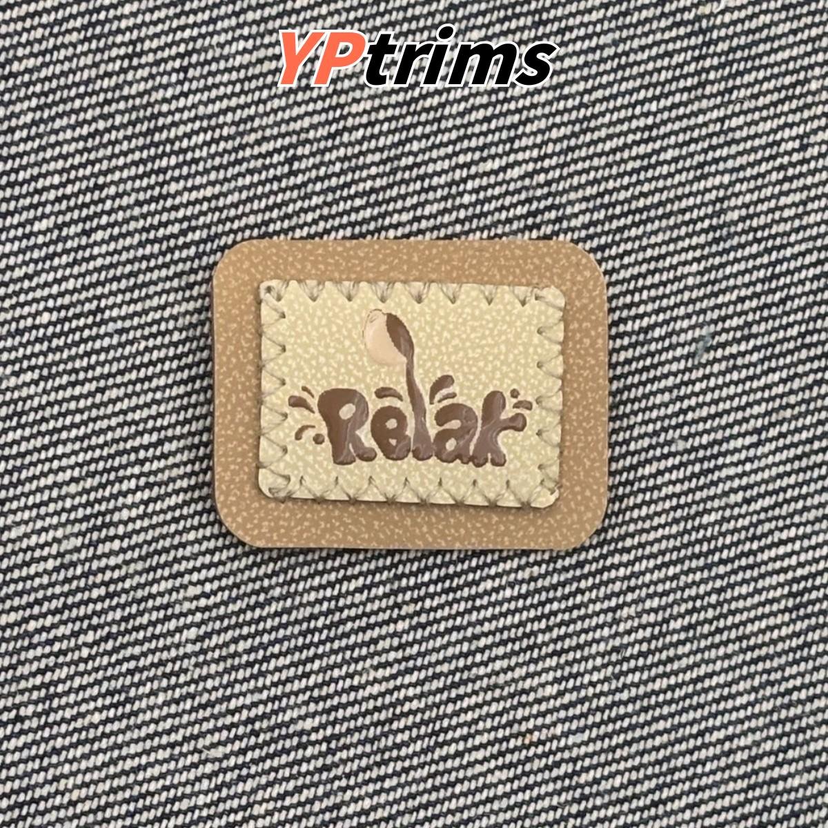 custom square pink trendy cute font sewn label for decorating kids' clothes shoes and hats