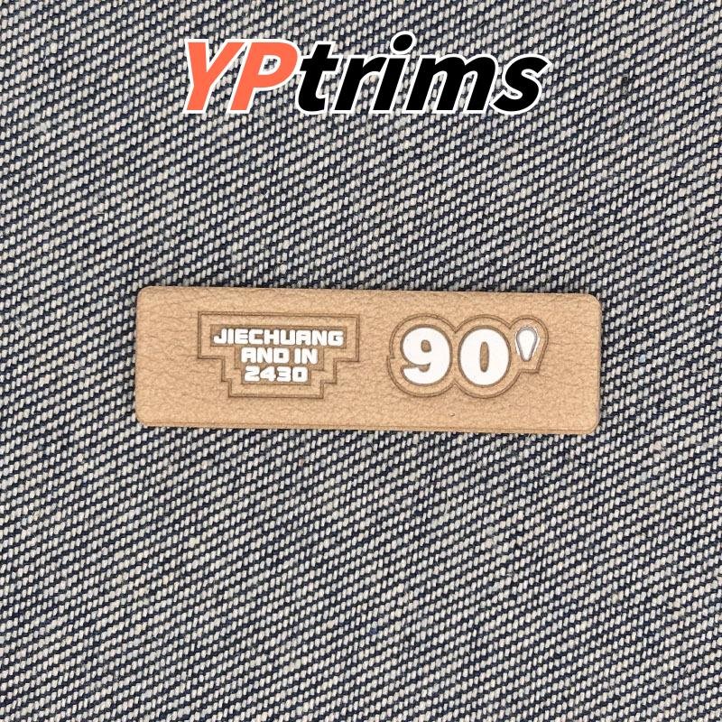 custom english rectangular sewn leather label for trendy men's hats, shoes, and clothing accessories