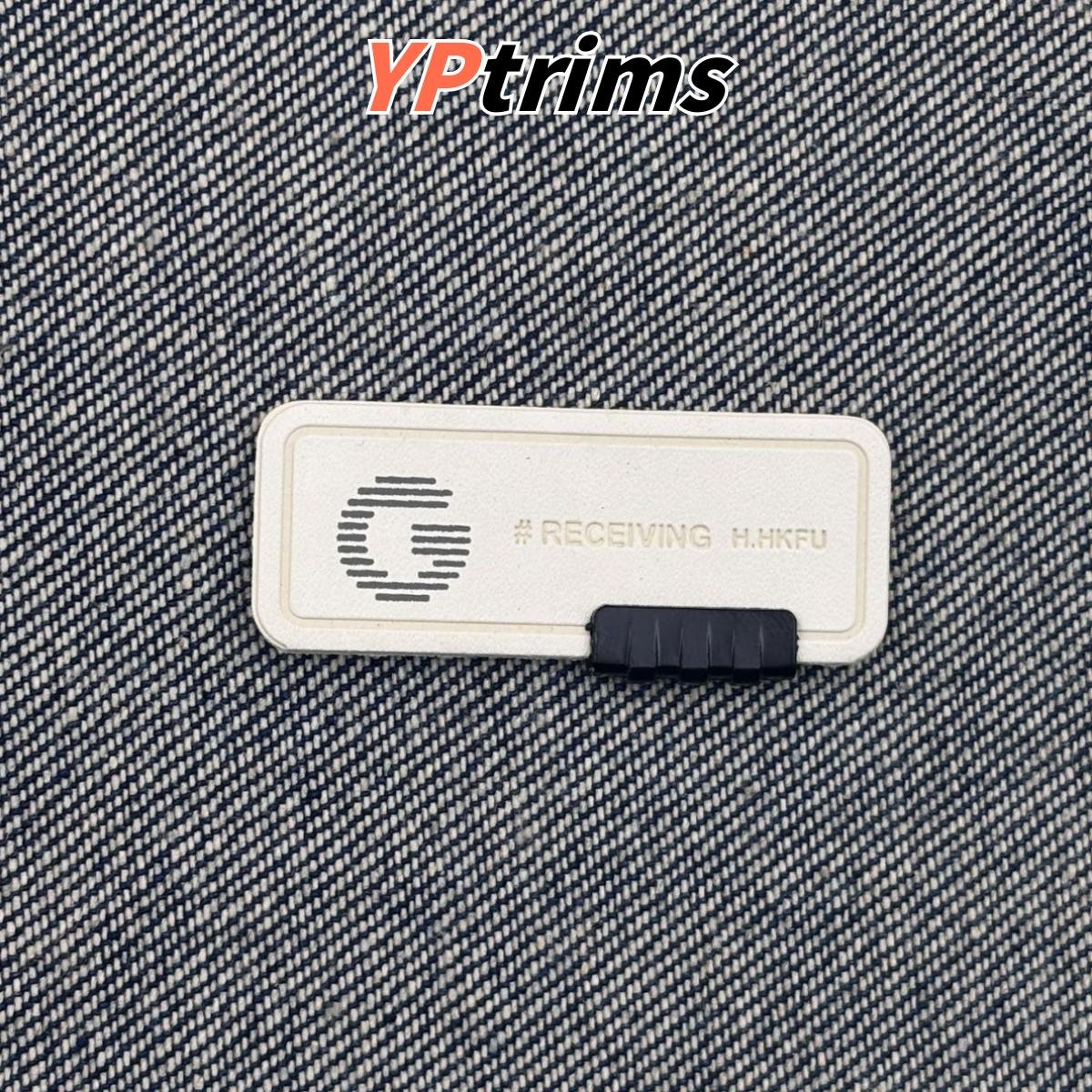 custom rectangular metal leather sewn label for trendy men's hats shoes and clothing accessories
