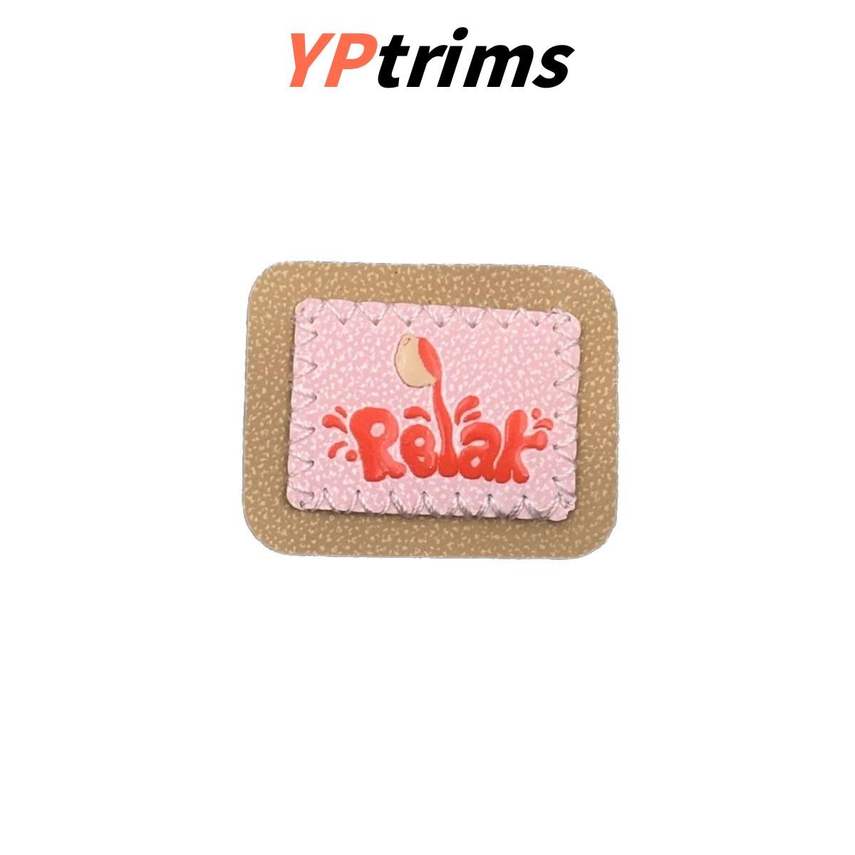 custom square pink trendy cute font sewn label for decorating kids' clothes shoes and hats