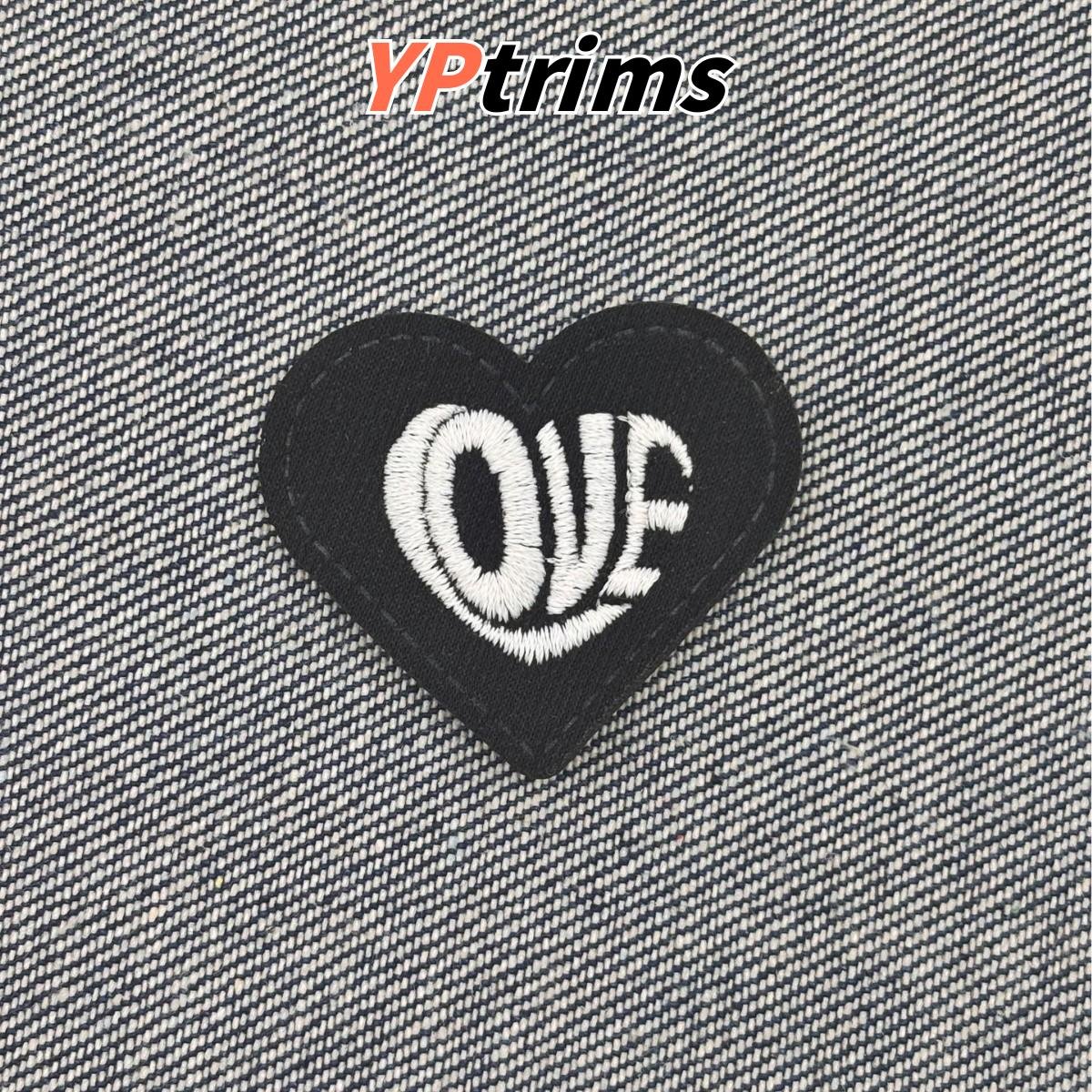 custom trendy heart-shaped embroidered fabric label for pet clothing luggage and decor accessories