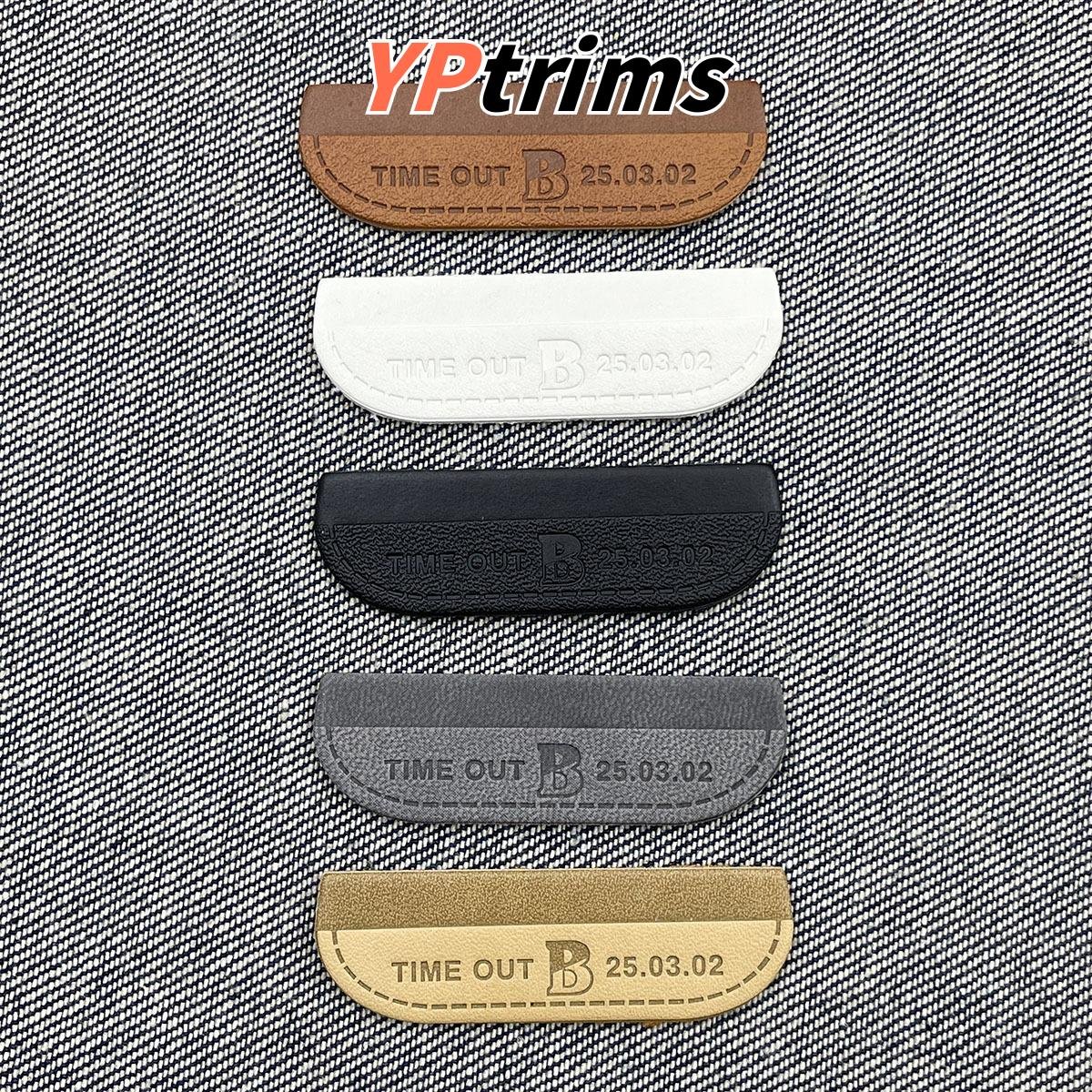 wholesale trendy letter clip faux leather badge for fashion male apparel accessories